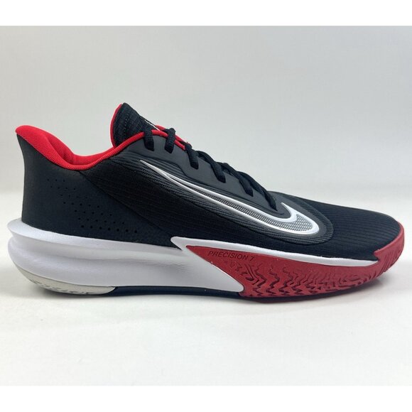Nike Precision VII 7 Mens Size 9.5 Black Red White Shoes Basketball FN4322-002 - Picture 1 of 9